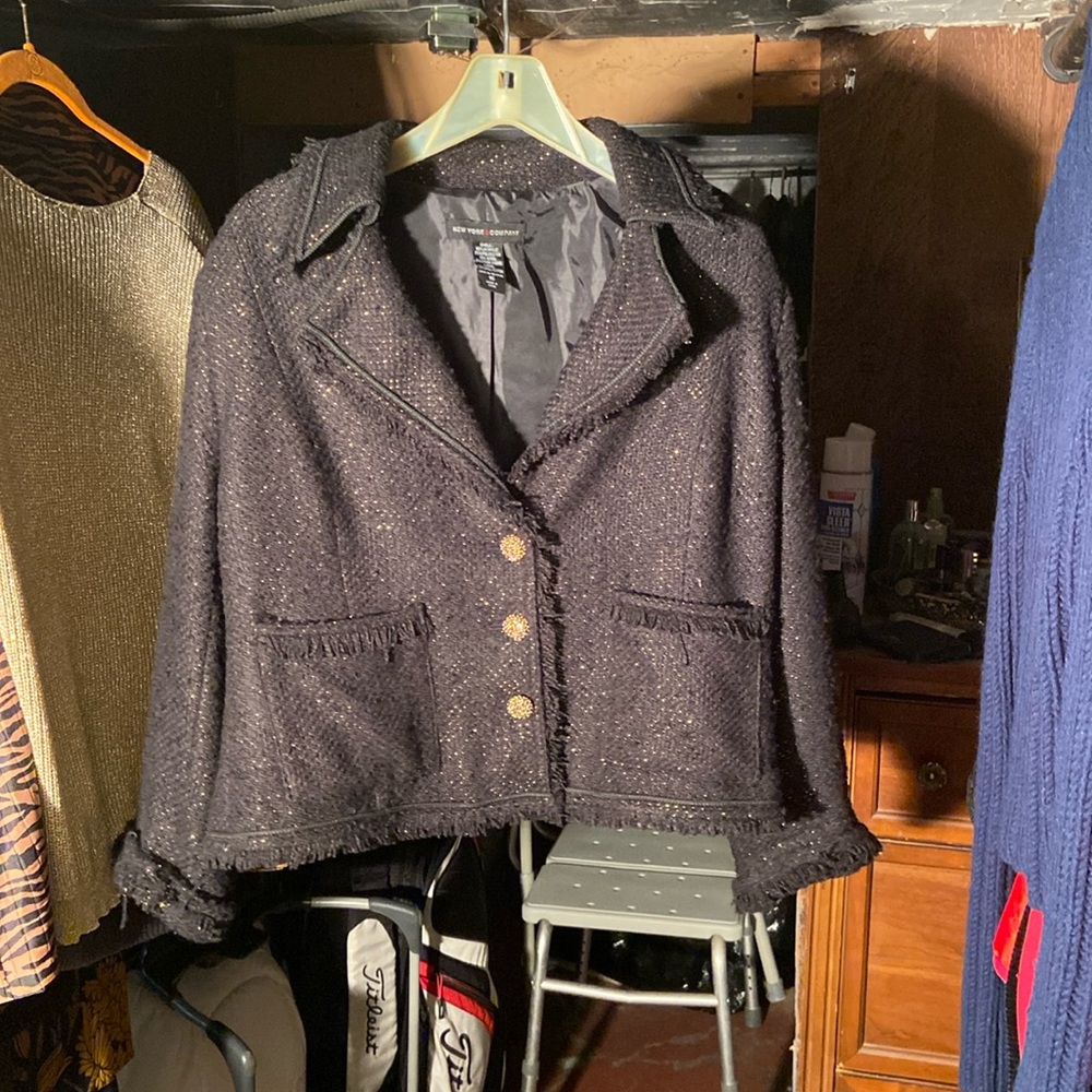 New York and Company vintage black with gold accent jacket women’s size 16